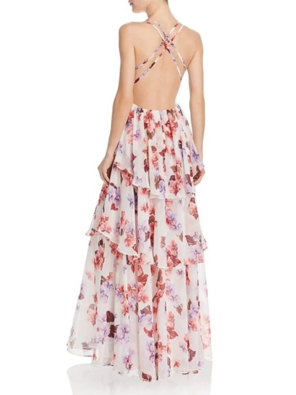 FAME AND PARTNERS  Halter Floral Evening Dress 1888 - Picture 2 of 7